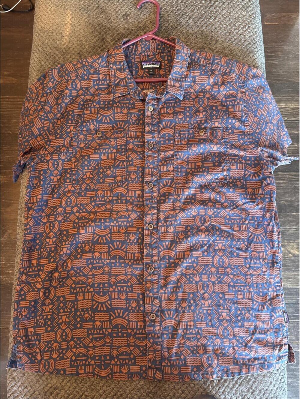 Patagonia Organic Cotton Hemp Button Up Short Sleeve Hawaii Shirt Men’s XL